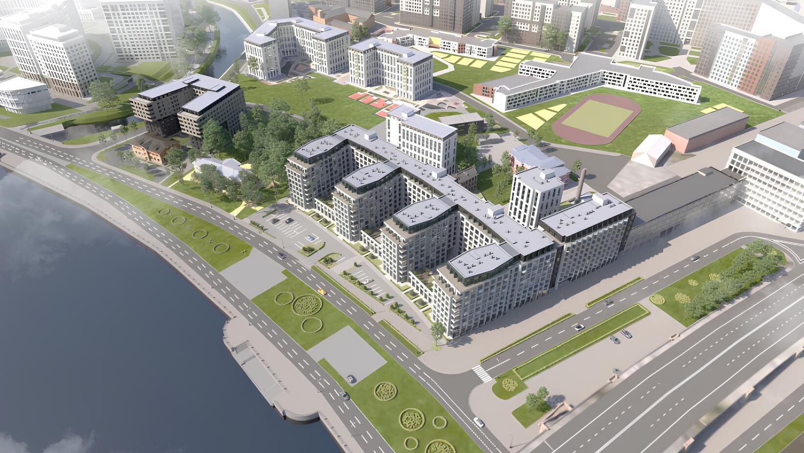 Представлен проект ЖК у Кантемировского моста на месте бизнес-центра «Акватория»